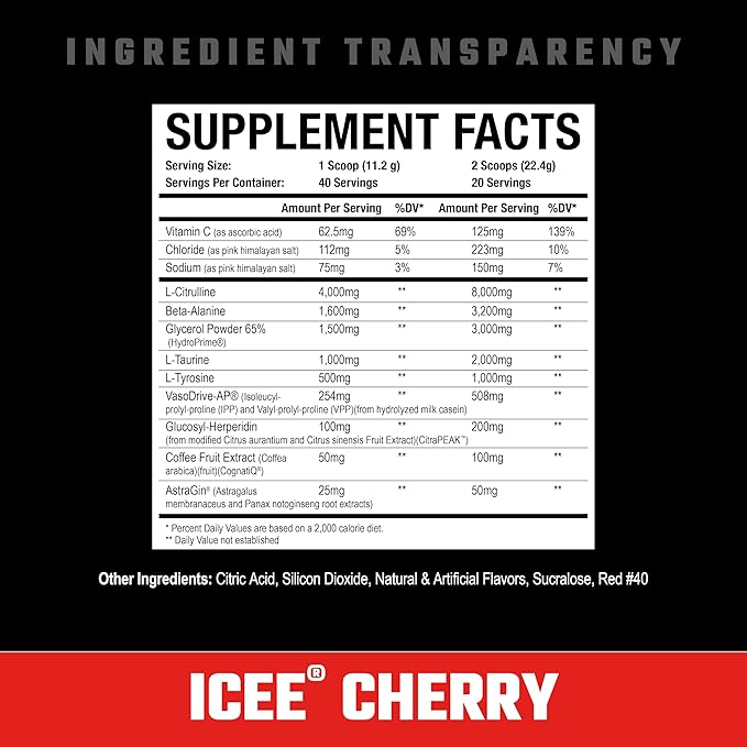 Axe & Sledge Supplements Hydraulic Stimulant-Free Pump Pre-Workout Powder, 40 Servings, (Pack of 1) (ICEE Cherry V2)