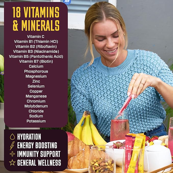 KEY NUTRIENTS Multivitamin 20 Pack Electrolytes Powder Packets No Sugar - 5 Delicious Flavors Post Workout and Recovery Hydration Packets - No Calories, Electrolytes Powder Packets