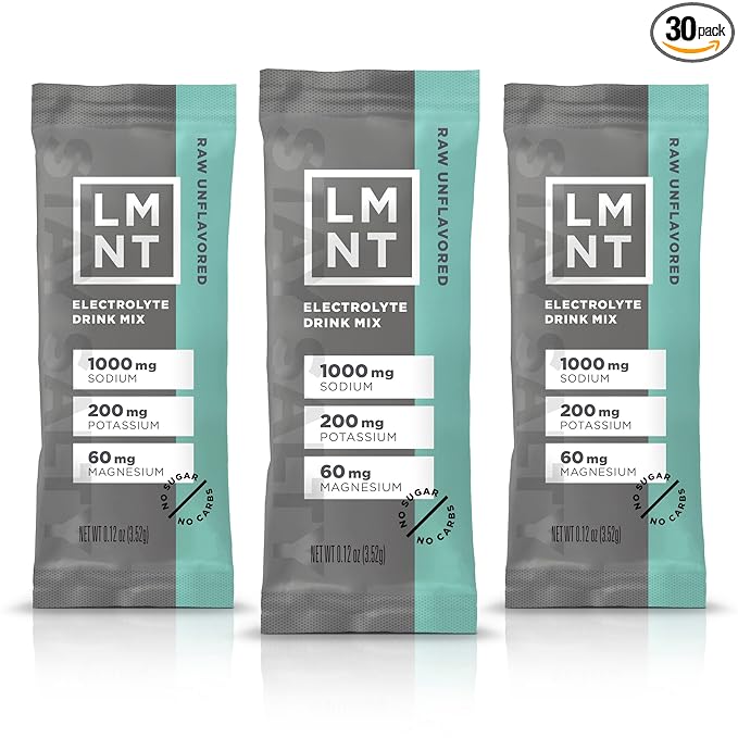 LMNT Zero Sugar Electrolytes - Raw Unflavored Salt | Drink Mix | 30-Count