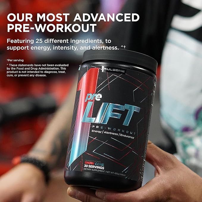 Rule 1 preLIFT Pre-Workout, 6g Citrulline, 3.2g Beta Alanine, 3 Caffeine Sources + 20 Others for Energy, Alertness, & Endurance (30 Servings, Orange Pineapple)