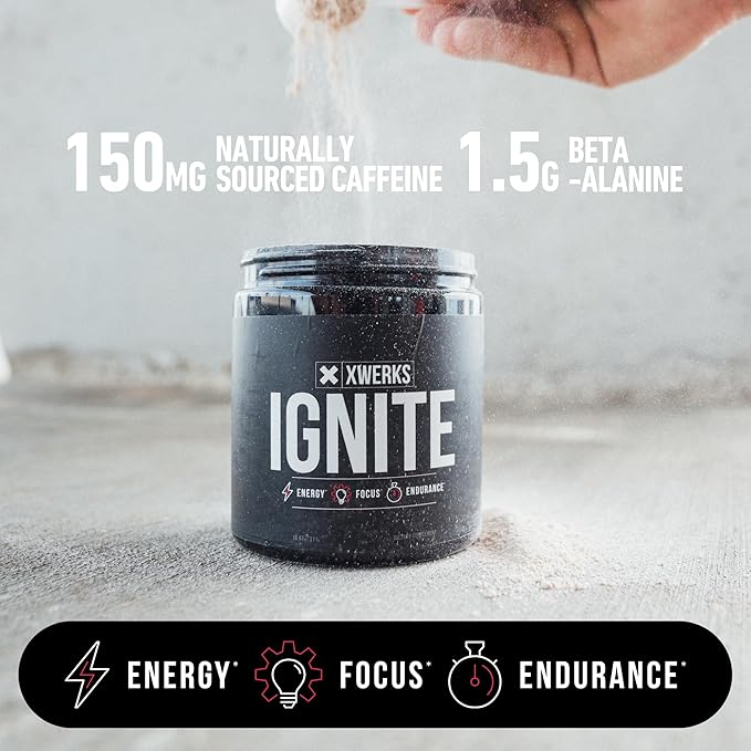 Xwerks Ignite Green Apple Pre Workout Powder - Best Natural Keto Pre-Workout for Women and Men with Explosive Energy - Gluten Free Preworkout Blend for Endurance Stamina - 150 mg Caffeine 30 Servings