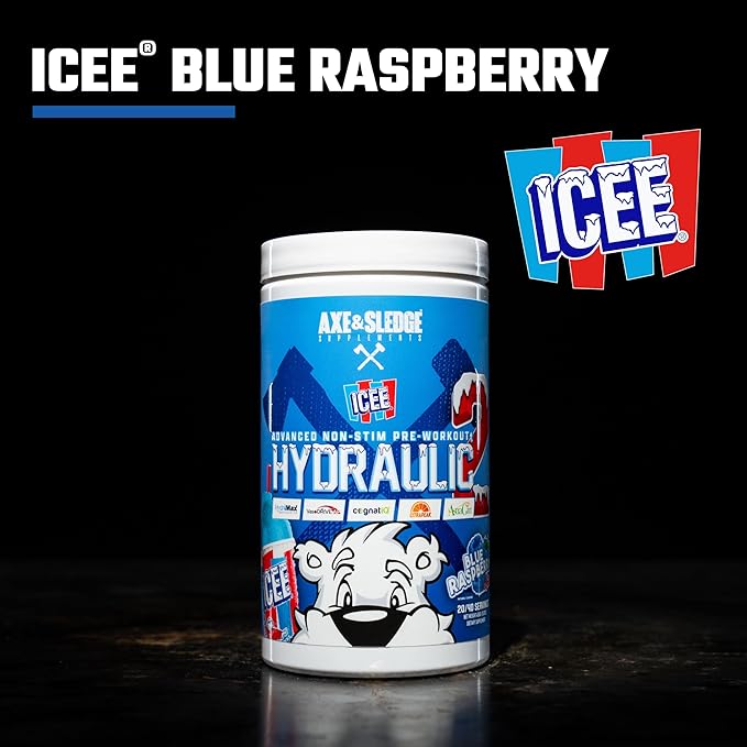 Axe & Sledge Supplements Hydraulic Stimulant-Free Pump Pre-Workout Powder, 40 Servings, (Pack of 1) (ICEE Blue Raspberry V2)