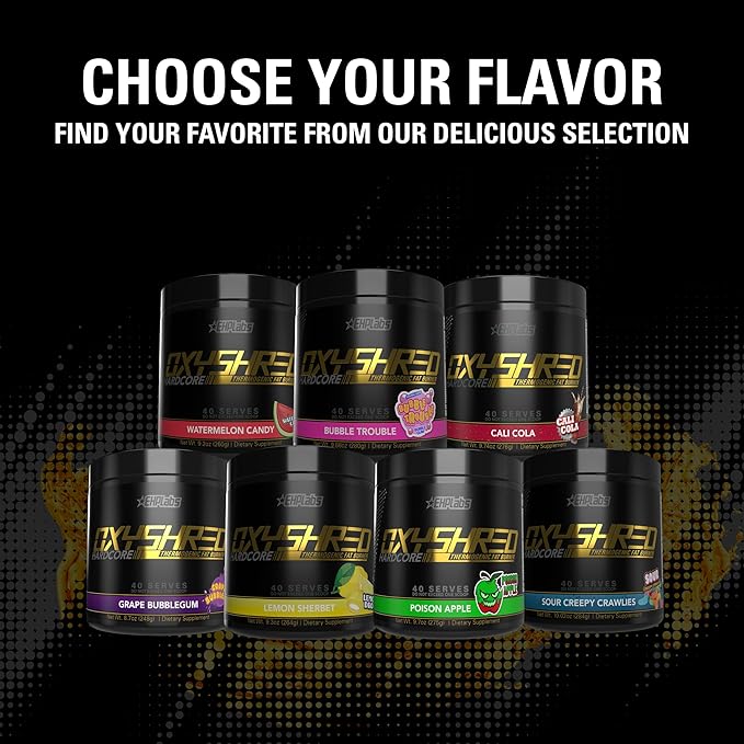 EHP Labs OxyShred Hardcore Super Dosed Pre Workout Powder - Preworkout Powder with L Glutamine & Acetyl L Carnitine, Energy Boost Drink - 275mg of Caffeine - Watermelon Candy, 40 Servings