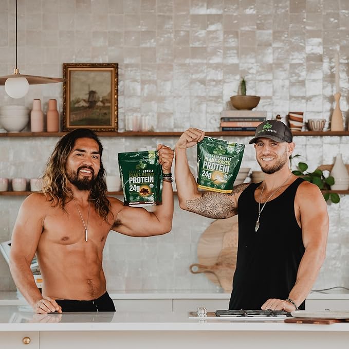 Organic Muscle Organic Vegan Protein Powder - Plant Based Vanilla Protein Powder with Pea, Hemp, Brown Rice, Chia Seed & Amino Acids - Low Calorie for Muscle Growth & Speed Recovery