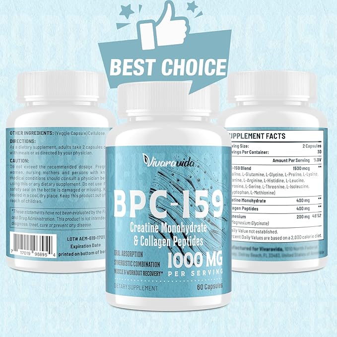BPC-159 Peptide Capsules 1500mcg - High Potency BPC 159 - Gluten Free | 60 Capsules