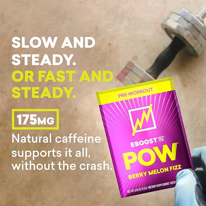 EBOOST POW Natural Pre Workout Powder –15 Packets - Berry Melon Fizz - A Pre Workout Supplement for Performance, Joint Mobility Support, Energy, Focus - Men & Women - Non-GMO, Gluten-Free, No Creatine