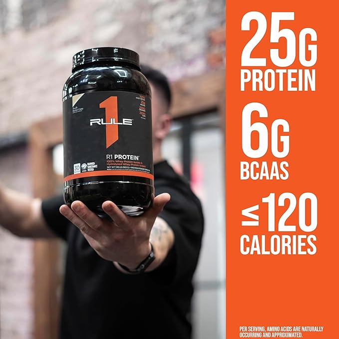 Rule One Proteins, R1 Protein - Strawberries & Crème, 25g Fast-Acting, Super-Pure 100% Isolate and Hydrolysate Protein Powder with 6g BCAAs for Muscle Growth and Recovery, 5lbs