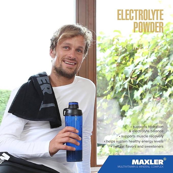 Maxler Electrolyte Powder - Hydration Packets Drink Mix with Trace Mineral Complex - Keto Electrolytes Powder Packets with Natural Flavors and Sweeteners - 15 Servings - Lemon-Raspberry