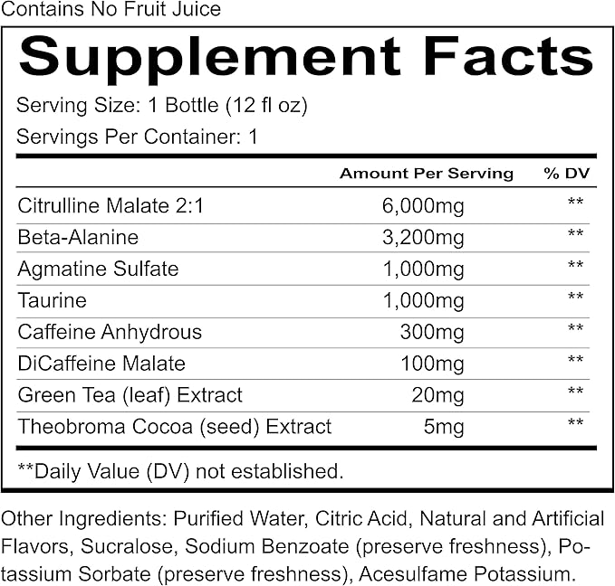 REDCON1 Total War Ready to Drink Preworkout, Baja Bomb - 350mg of Fast Acting RTD Caffeine - Beta Alanine + Citrulline Malate for Increased Pump (12 Workout Drinks)