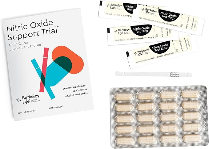 Berkeley Life Professional - Nitric Oxide Booster & Test Strips - 20 Day Capsules and 4 Test Strips - Trial Pack