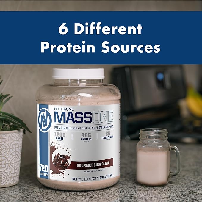 NutraOne Massone Mass Gainer Protein Powder Gain Mass Protein Meal Replacement (Chocolate Peanut Butter - 7 lbs.)
