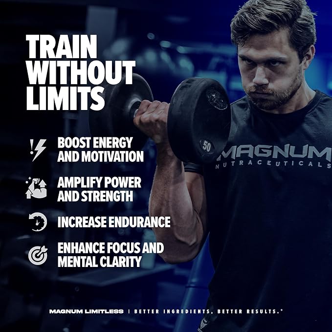 LIMITLESS Magnum 504g - Muscle Workout Powder, Sport Pre Workout for Men and Women, May Assist & Support Increase Energy, Focus, and Endurance - Pink Lemonade
