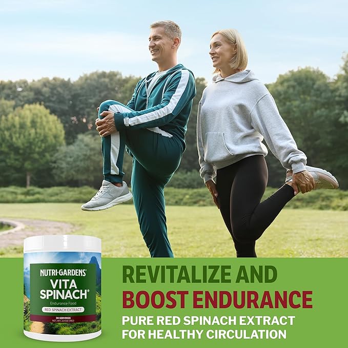 Vita Spinach Powder -Red Spinach Extract Nitric Oxide Booster -Supports Blood Pressure & Flow, Energy, Endurance, Pre Workout Performance Boost -Natural Superfood Supplement (30 Servings)