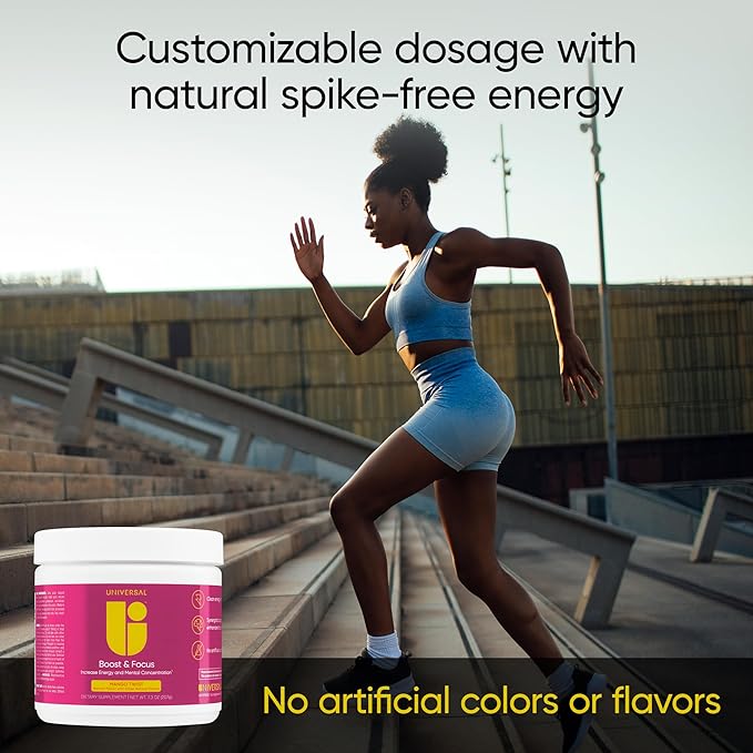 Boost & Focus Powder, Increase Energy and Cognitive Performance, Pre Workout, Custom Dosing, VIT B12, Niacin, Choline, L-Tyrosine, No Artificial Flavors, 30 Servings (Mango Twist)
