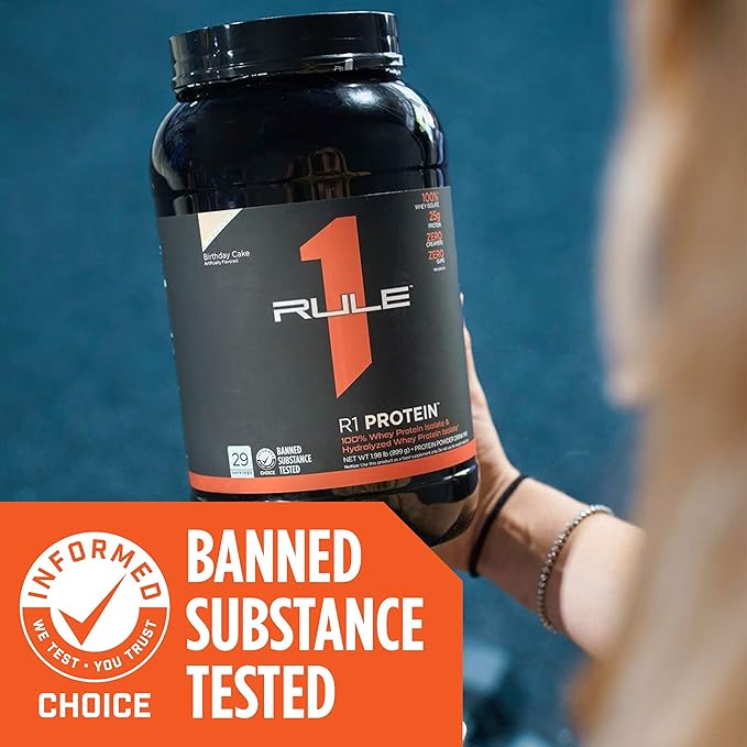 Rule One Proteins, R1 Protein - Strawberries & Crème, 25g Fast-Acting, Super-Pure 100% Isolate and Hydrolysate Protein Powder with 6g BCAAs for Muscle Growth and Recovery, 5lbs