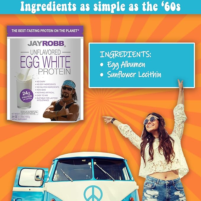 Jay Robb Vanilla Egg White Protein Powder, Low Carb, Keto, Vegetarian, Gluten Free, Lactose Free, No Sugar Added, No Fat, No Soy, Nothing Artificial, Non-GMO, Best-Tasting (Individual Packets)