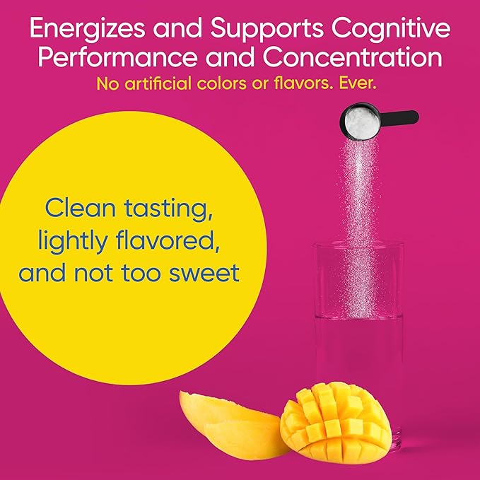 Boost & Focus Powder, Increase Energy and Cognitive Performance, Pre Workout, Custom Dosing, VIT B12, Niacin, Choline, L-Tyrosine, No Artificial Flavors, 30 Servings (Mango Twist)