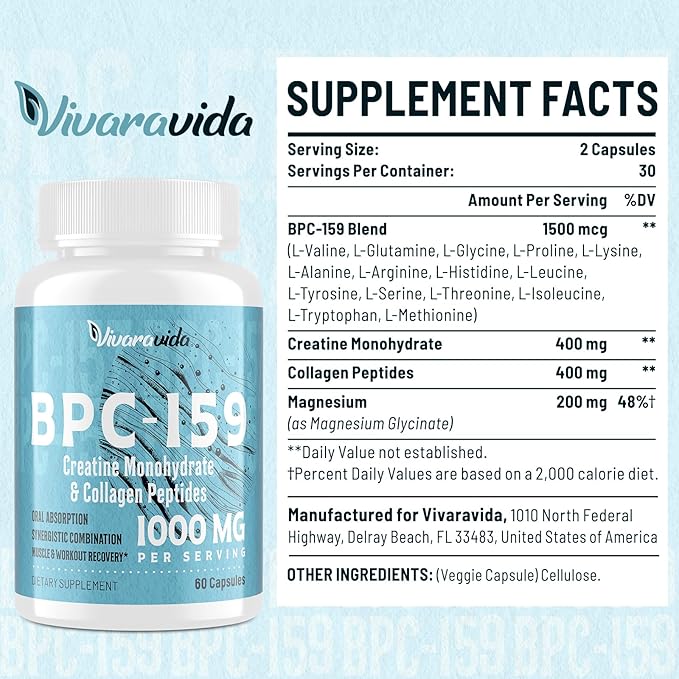 BPC-159 Peptide Capsules 1500mcg - High Potency BPC 159 - Gluten Free | 60 Capsules