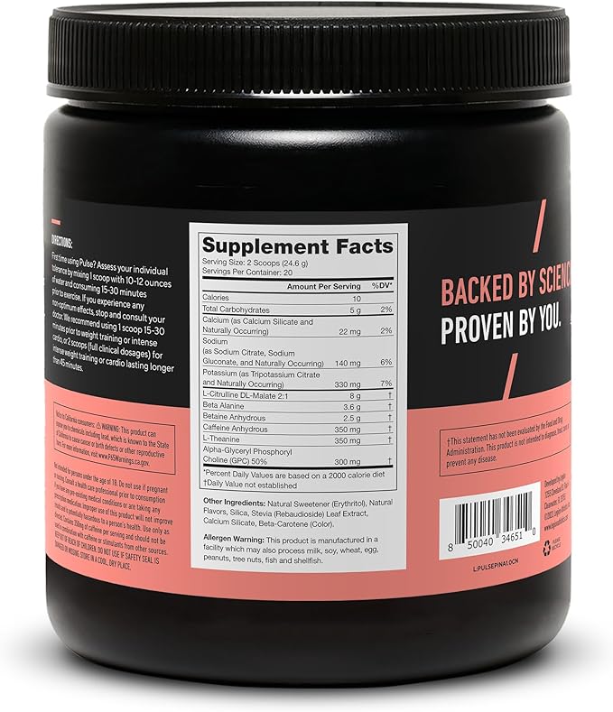 LEGION - All Natural Nitric Oxide Preworkout Drink to Boost Energy, Creatine Free, Naturally Sweetened, Beta Alanine, Citrulline, Alpha GPC (Pina Colada)