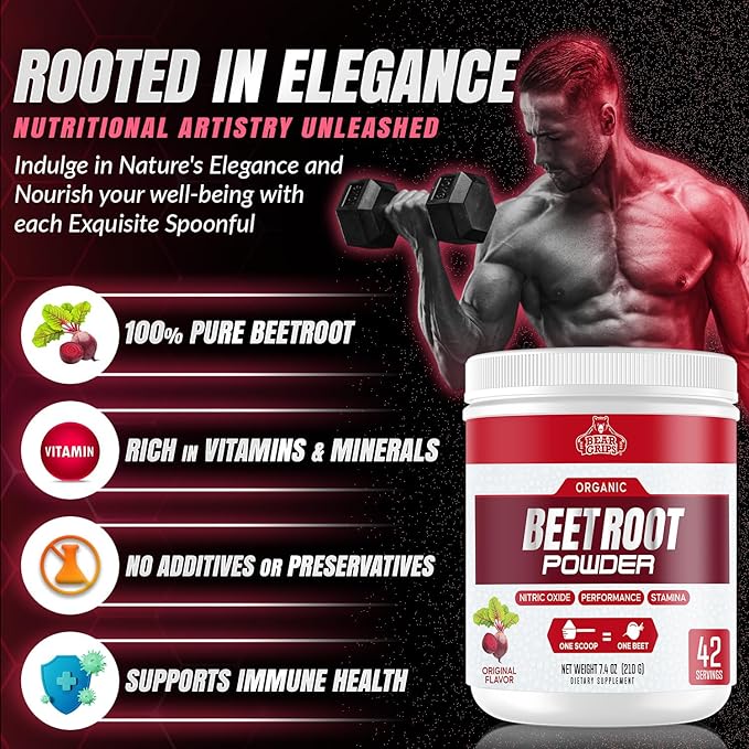 Organic Beet Root Powder - Nitric Oxide Supplement Super Food Beets Supplements, Beet Powder Organic High Blood Pressure Supplements, Beets for High Blood Pressure Support & Heart Health Support