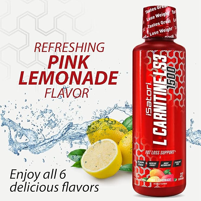 iSatori L-Carnitine LS3 1500, Liquid L-Carnitine with Acetyl L-Carnitine, L-Carnitine L-Tartrate, Stimulant Free Pre Workout, No Calories, Sugar, Gluten, Keto-Friendly, Pink Lemonade (32 Servings)