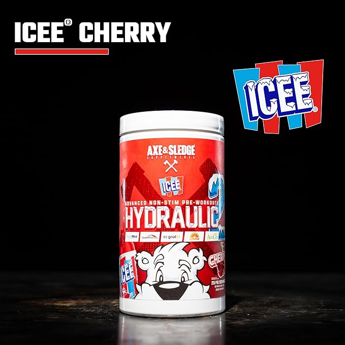 Axe & Sledge Supplements Hydraulic Stimulant-Free Pump Pre-Workout Powder, 40 Servings, (Pack of 1) (ICEE Cherry V2)