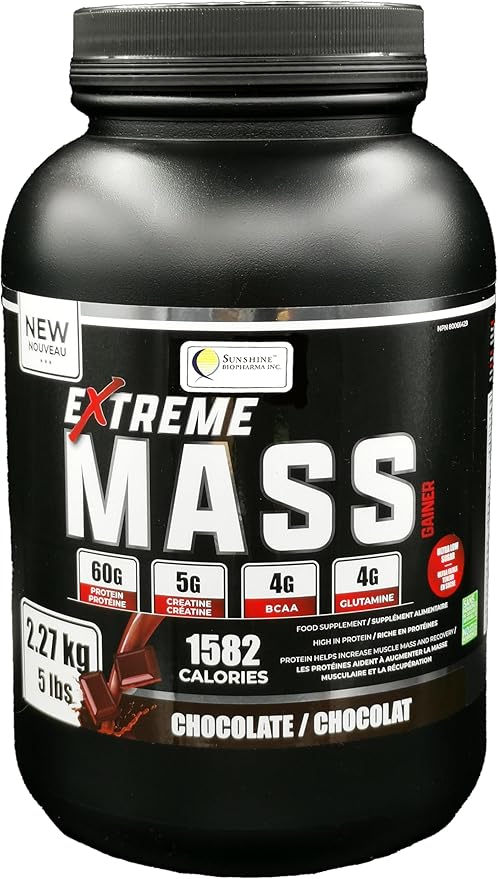 Extreme Mass Gainer Muscle Builder, 5 lbs (2.27 kg) Low Sugar high Calories for Intense Workouts