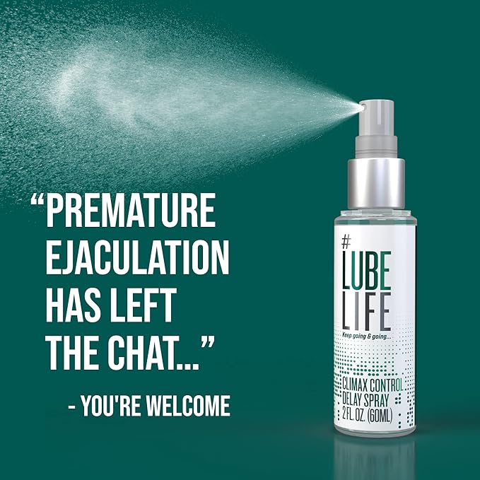 Lube Life Climax Control Delay Spray, Male Genital Desensitizer with Active Ingredient Benzocaine to Keep You Lasting Longer, Stamina-Enhancing, for Men and Couples, 2 Fl Oz