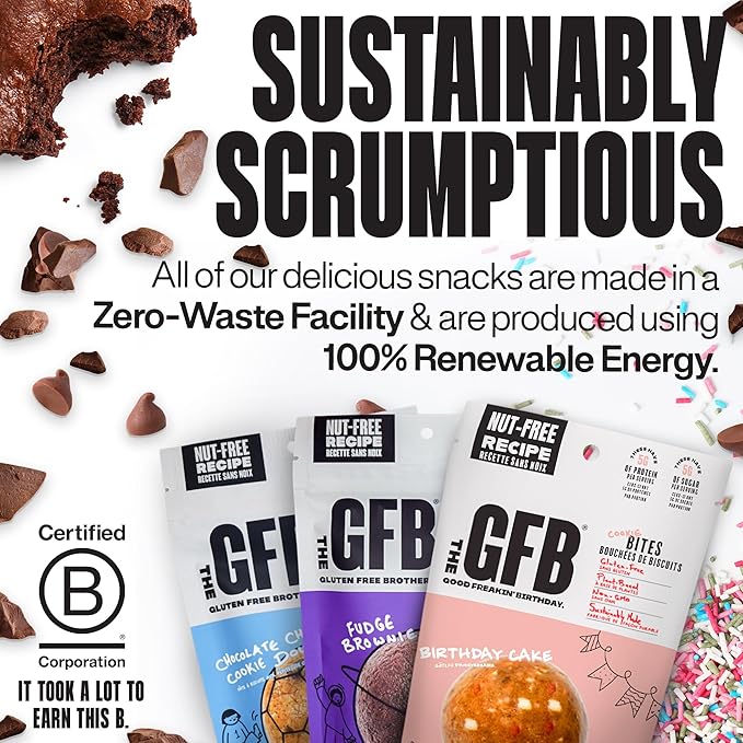 The Gluten Free Brothers Gluten Free Protein Cookie Bites Nut Free Variety Pack – Super Tasty Allergian Friendly Fudge Brownie, Cookie Dough & Birthday Cake Vegan Protein Bites, 4 Oz (6 Count)