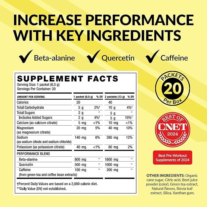 BODi Energize Pre Workout Powder - Beta-Alanine, Quercetin & Low-Dose Caffeine Formula for Enhanced Energy & Focus, Increase Energy & Endurance Supplement, Fruit Punch, 20 Sticks