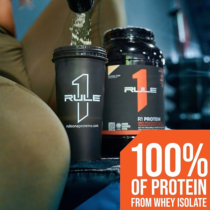 Rule One Proteins, R1 Protein - Strawberries & Crème, 25g Fast-Acting, Super-Pure 100% Isolate and Hydrolysate Protein Powder with 6g BCAAs for Muscle Growth and Recovery, 5lbs