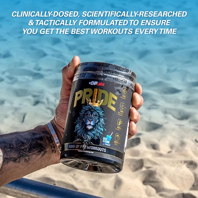 EHP Labs Pride Pre Workout Powder Energy Supplement - Sugar Free Preworkout for Men & Women, Energy Powder Boost Drink with BCAA - 280mg of Caffeine - Blue Slushie (40 Servings)