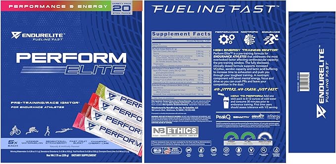 EndurElite Perform Elite- Pre Workout Powder Supplement- Pre-Workout for Endurance Athletes- 20 Serving Bag- Variety Pack