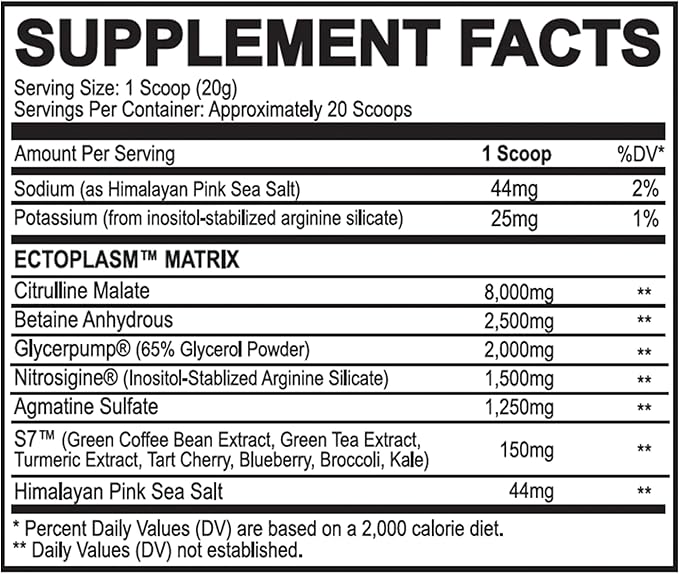 Black Magic Supply Ecto Plasm - Sherbet Pop - Non-Stimulant Pump Igniter - Supernatural Pump Formula - Increased Hydration & Vascularity - 20 Scoops