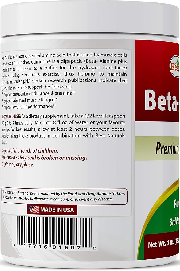 Best Naturals Beta Alanine Pure Powder 1 Pound (1 LB (Pack of 1))