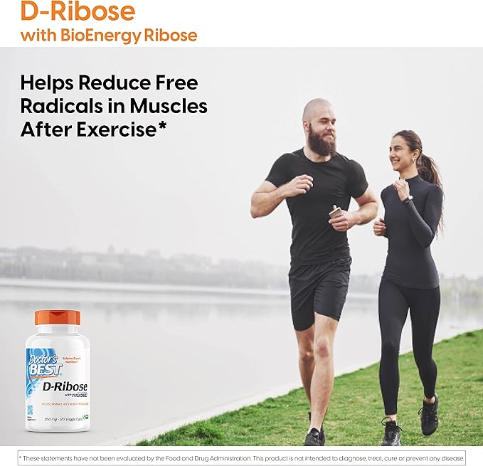 Doctor's Best D-Ribose with Bioenergy Ribose, Vegan, Energy Enhancement, 120 Veggie Caps, White