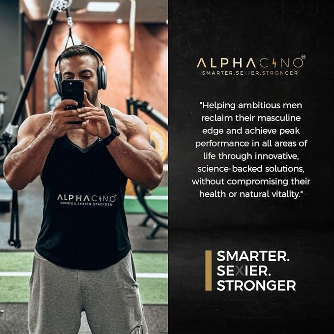 Alphacino Apex - Instant Coffee Powder for the Robust Vigorous Men - Muscle Growth, Sharp Focus, Enhanced Stamina - Ashwagandha KSM-66, Lion’s Mane Mushroom, Black Maca Extract, S7-30SV (4.68 oz)