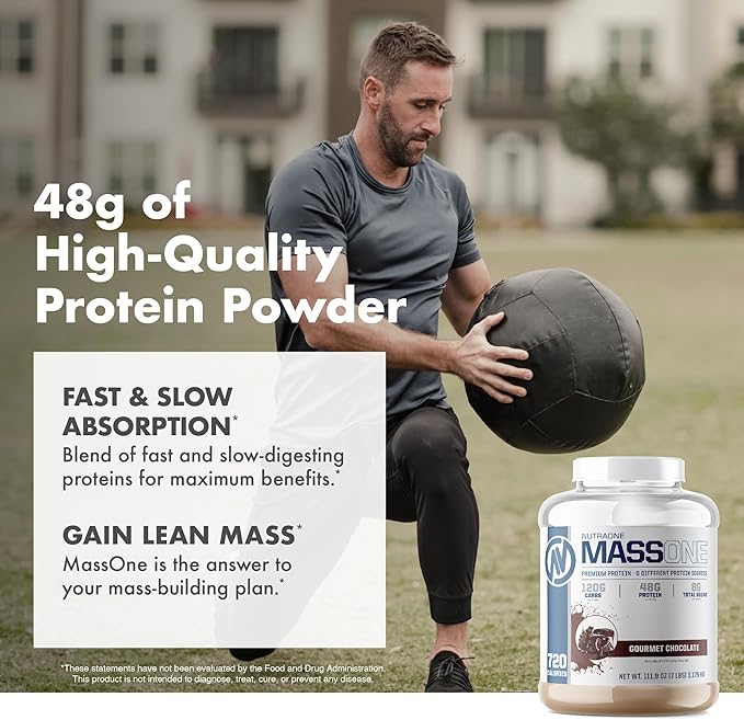 NutraOne Massone Mass Gainer Protein Powder Gain Mass Protein Meal Replacement (Chocolate Peanut Butter - 7 lbs.)
