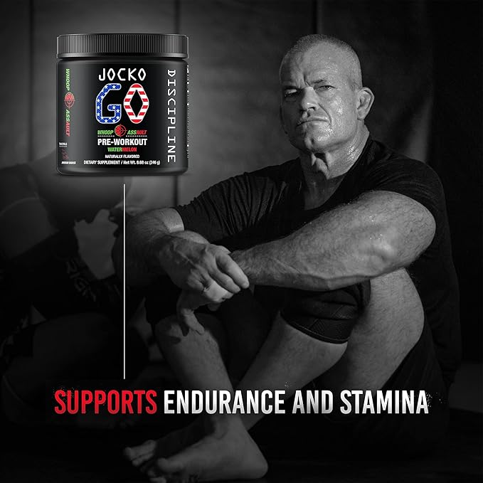 Jocko Fuel Pre Workout Powder with L-Citrulline, Nootropic & Caffeine for Endurance & Stamina - Keto, Sugar Free Blend for Distance Running, Cycling, Jiu Jitsu - 30 Servings (Watermelon)