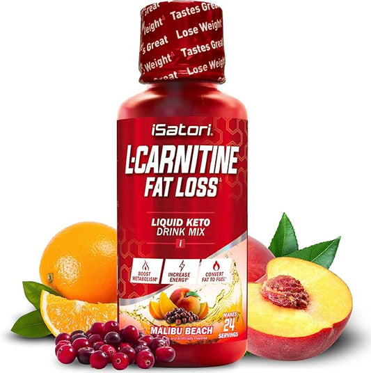 iSatori L-Carnitine 1500, Liquid L-Carnitine with Acetyl L-Carnitine, L-Carnitine L-Tartrate, Stimulant Free Energy, No Calories, Sugar, Gluten, Keto-Friendly, Malibu Beach Flavor (24 Servings)