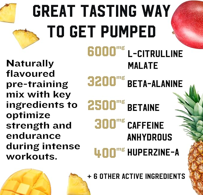 Iron Kingdom Pre Workout Powder for Men & Women Caffeine, Beta Alanine & Aminos for Intense Focus Endurance & Pump - Preworkout Energy Drink Powder, Natural Pineapple Mango - 42 Servings