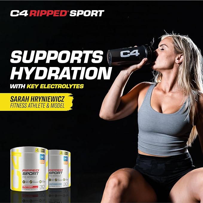 Cellucor C4 Ripped Sport Pre Workout Powder Fruit Punch - NSF Certified for Sport + Sugar Free Preworkout Energy Supplement for Men & Women | 135mg Caffeine | 30 Servings