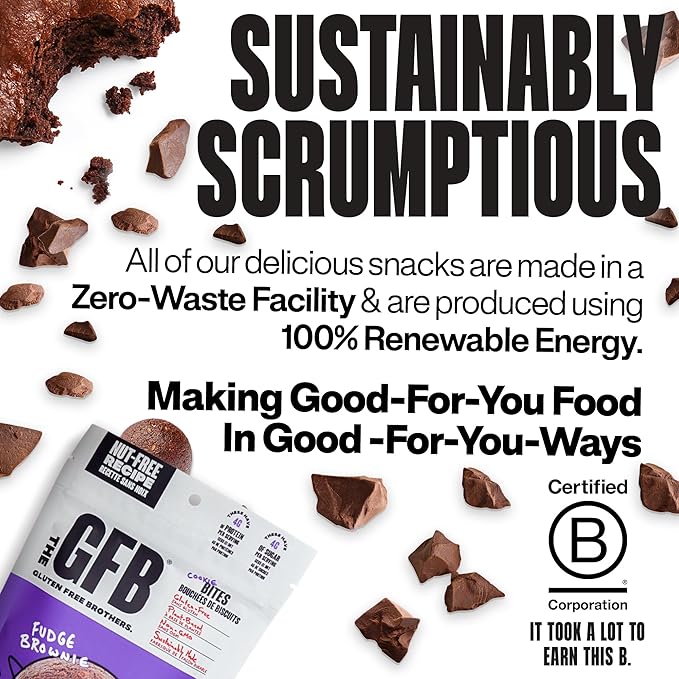 The Gluten Free Brothers Fudge Brownie Bites - Allergen Friendly, Nut Free & Gluten Free Brownie Snacks – Plant Based Vegan Brownie Balls - Non GMO Protein Packed Brownie Energy Balls, 4 oz (6 Count)