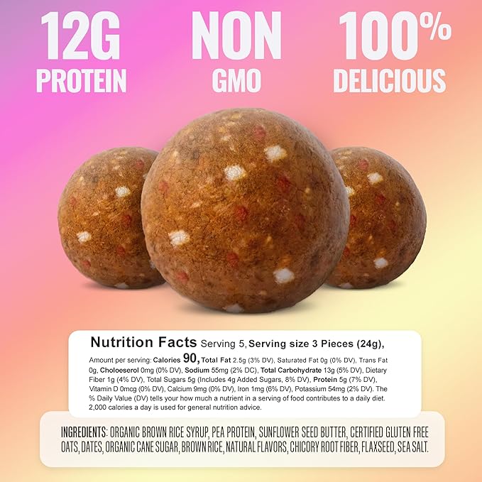 The Gluten Free Brothers Birthday Cake Bites - Allergen Friendly, Nut Free & non-GMO – Plant Based Protein Birthday Cake Treat - Vegan Birthday Cake Flavored Snacks 4 oz (6 Pack)