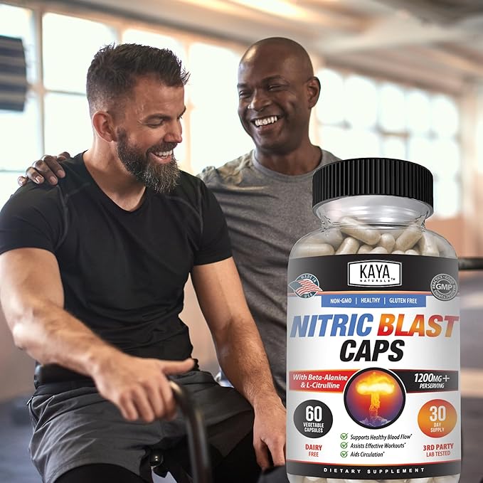 Kaya Naturals - Nitric Blast Potent All-Natural Herbal Supplement for Maximum Health Benefits | Pre-Workout | Increased Energy | Improved Nighttime Performance (60 Count (Pack of 1))