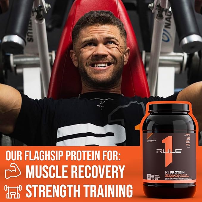 Rule One Proteins, R1 Protein - Strawberries & Crème, 25g Fast-Acting, Super-Pure 100% Isolate and Hydrolysate Protein Powder with 6g BCAAs for Muscle Growth and Recovery, 5lbs
