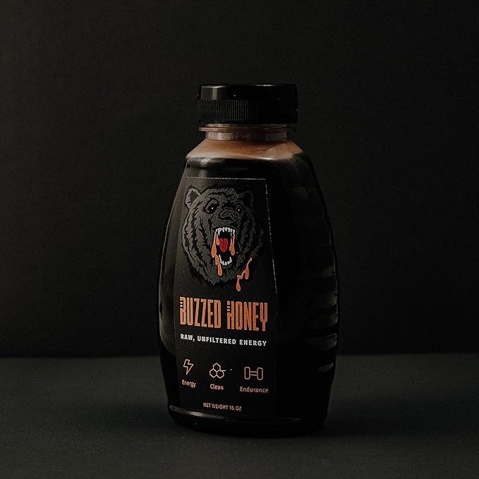 Buzzed Honey - 16oz (32 servings), Raw Unfiltered Honey, Preworkout, Natural, Clean Energy, Caffeinated, Strength, Endurance & Energy