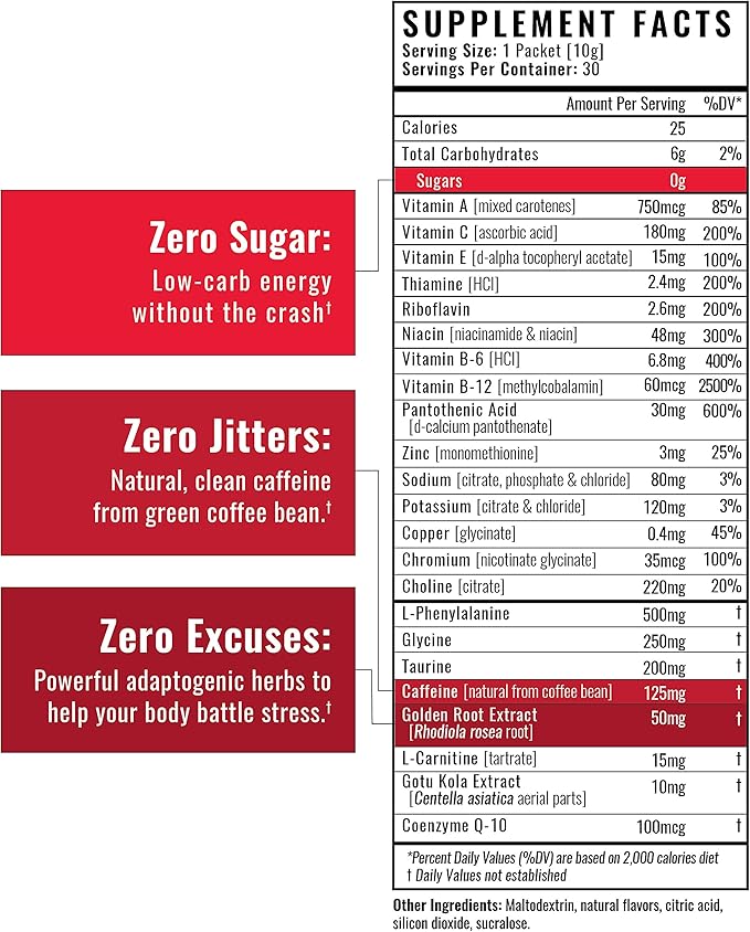 Wilderness Athlete - Energy & Focus | Energy Pre Workout for Women & Men - Energy Powder Drink Mix with Natural Caffeine - Low-Carb, Zero Sugar, No Crash Workout Powder - 30 Serving Tub (Orange)