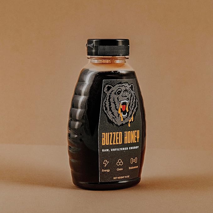 Buzzed Honey - 16oz (32 servings), Raw Unfiltered Honey, Preworkout, Natural, Clean Energy, Caffeinated, Strength, Endurance & Energy